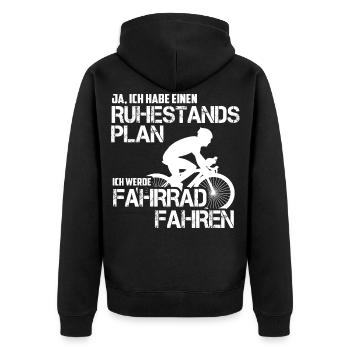 Ruhestand Rennrad Fahrrad Rentner Geschenk - Unisex Premium Bio Zip Hoodie - Schwarz - Hinten - Nico (187cm)