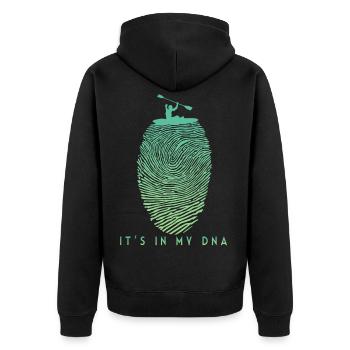 Kajakfahren in meinem DNA-Kajak-Geschenk für Männer - Unisex Premium Bio Zip Hoodie - Schwarz - Hinten - Nico (187cm)