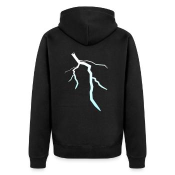 Blitz Blitzschlag Lightning Bolt - Unisex Premium Bio Zip Hoodie - Schwarz - Hinten - Nico (187cm)