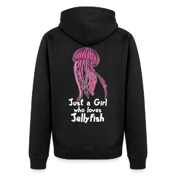 Qualle Quallen Süße Meduse Liebhaber Meer Geschenk - Unisex Premium Bio Zip Hoodie - Schwarz - Hinten - Nico (187cm)