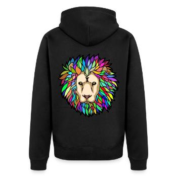 Léo Lion Tête de Lion Animaux Animaux Signe du Zodiaque - Veste à capuche bio Premium Unisexe - noir - Dos - Nico (187cm)