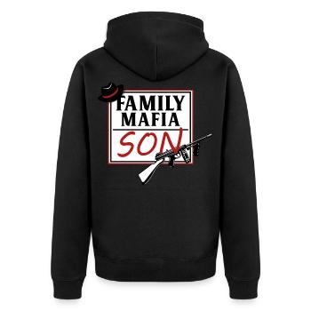 Mafia family son - Unisex Premium Organic Zip Hoodie - black - Back - Nico (187cm)