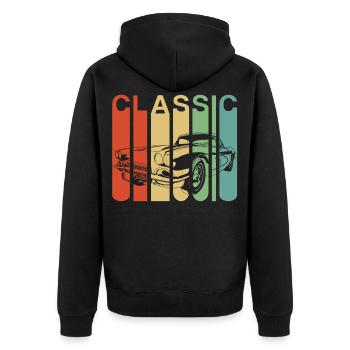 Classic Car American Muscle Car Vintage Car Gift - Unisex Premium Organic Zip Hoodie - black - Back - Nico (187cm)