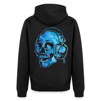 Crâne coloré DJ Casque Musique Rave Cadeau - Veste à capuche bio Premium Unisexe - noir - Dos - Nico (187cm)