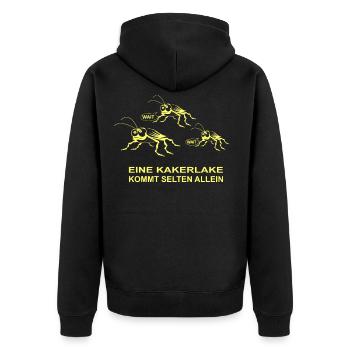 Eine Kakerlake kommt seltem allein - Unisex Premium Bio Zip Hoodie - Schwarz - Hinten - Nico (187cm)
