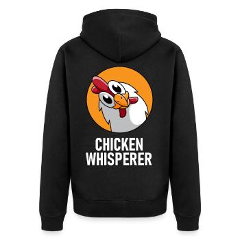 Chicken farmer chickens rooster chicken whisperer gift - Unisex Premium Organic Zip Hoodie - black - Back - Nico (187cm)