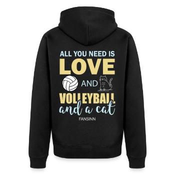 Volleyball Sport Team Team Cat Gift - Unisex Premium Organic Zip Hoodie - black - Back - Nico (187cm)