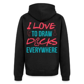 I love to draw dicks everywhere - Unisex Premium Organic Zip Hoodie - black - Back - Nico (187cm)