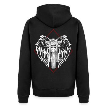 Cadeau de motard vintage vintage Wings - Veste à capuche bio Premium Unisexe - noir - Dos - Nico (187cm)