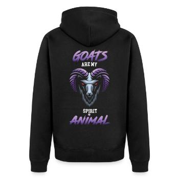 Ziege Hörner Tier Geschenk - Unisex Premium Bio Zip Hoodie - Schwarz - Hinten - Nico (187cm)