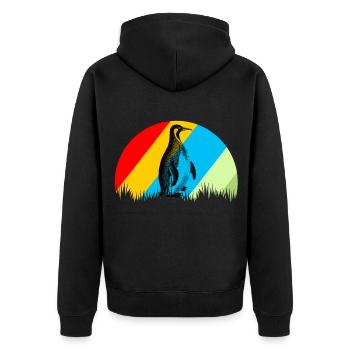 Penguin retro animal bird gift - Unisex Premium Organic Zip Hoodie - black - Back - Nico (187cm)