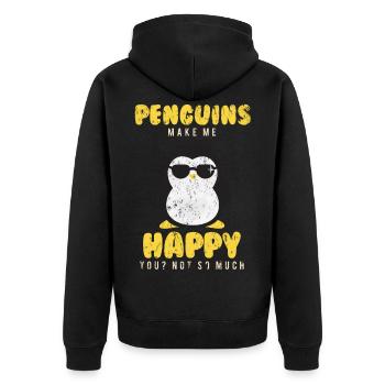 Pinguin - Unisex Premium Bio Zip Hoodie - Schwarz - Hinten - Nico (187cm)