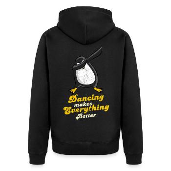 Pinguin - Unisex Premium Bio Zip Hoodie - Schwarz - Hinten - Nico (187cm)