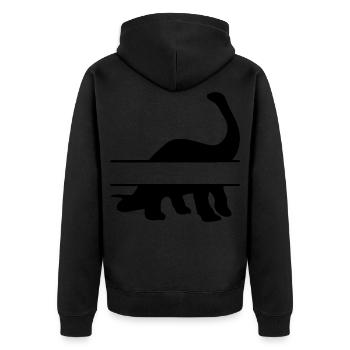 Namesdinosaurier - Unisex Premium Bio Zip Hoodie - Schwarz - Hinten - Nico (187cm)