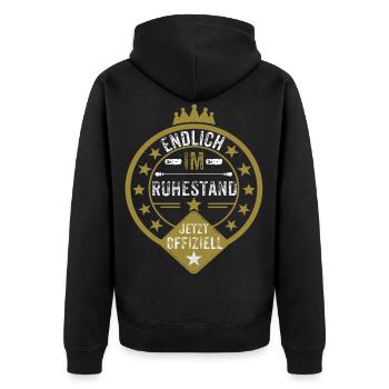Rente - Unisex Premium Bio Zip Hoodie - Schwarz - Hinten - Nico (187cm)