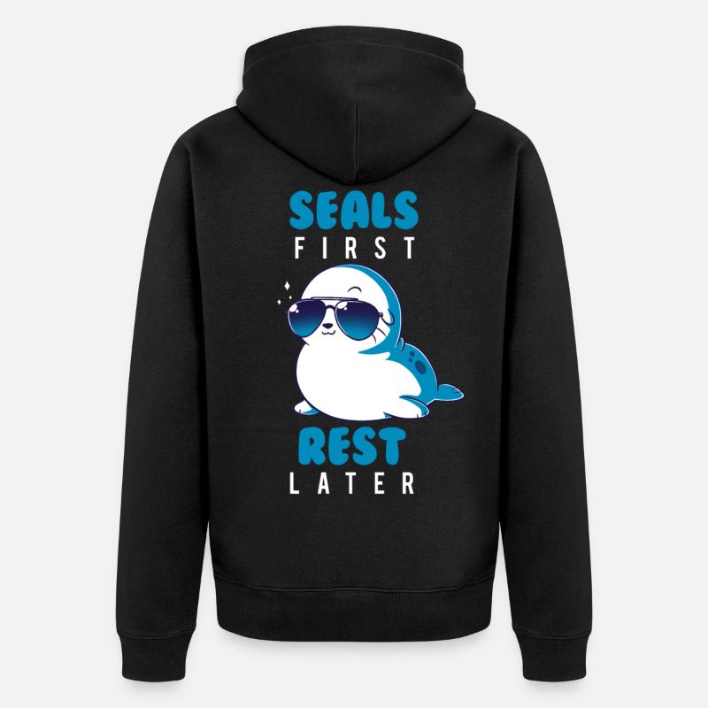 Robbe Tier Sommer Geschenk - Unisex Premium Bio Zip Hoodie - Schwarz