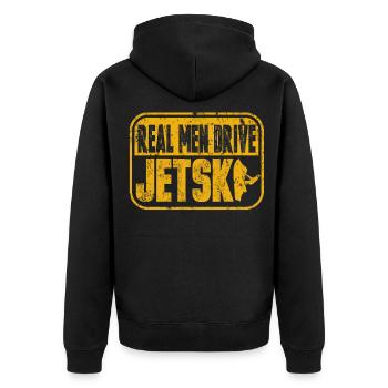 Jetski - Unisex Premium Bio Zip Hoodie - Schwarz - Hinten - Nico (187cm)