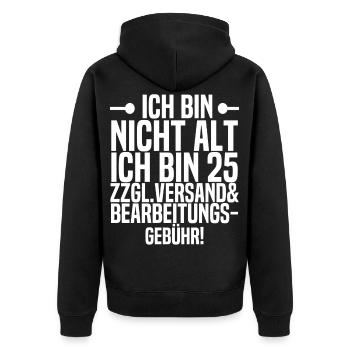 25.Geburtstag - Unisex Premium Bio Zip Hoodie - Schwarz - Hinten - Nico (187cm)