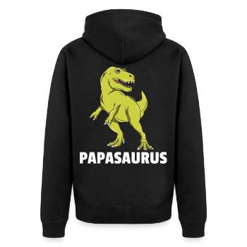 Dinosaurier Dino T-Rex Papa Vater Papi Geschenk - Unisex Premium Bio Zip Hoodie - Schwarz - Hinten - Nico (187cm)