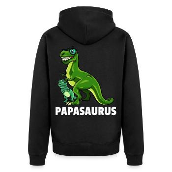 Dinosaurier Dino T-Rex Papa Vater Papi Geschenk - Unisex Premium Bio Zip Hoodie - Schwarz - Hinten - Nico (187cm)