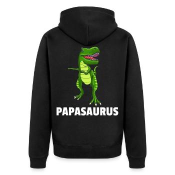 Dinosaurier Dino T-Rex Papa Vater Papi Geschenk - Unisex Premium Bio Zip Hoodie - Schwarz - Hinten - Nico (187cm)