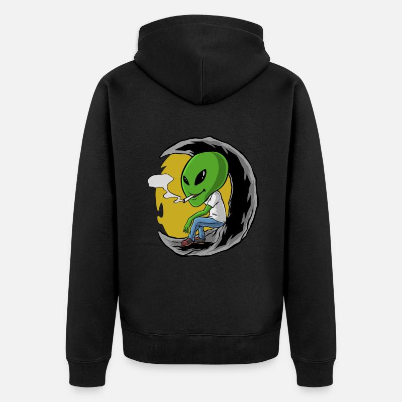 Cigarette alien fumer de l'herbe - Veste à capuche bio Premium Unisexe - noir