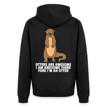 Otter Wassermarder Fischotter Zwergotter Geschenk - Unisex Premium Bio Zip Hoodie - Schwarz - Hinten - Nico (187cm)