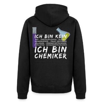 Mein Beruf ist Chemiker Shirt - Unisex Premium Bio Zip Hoodie - Schwarz - Hinten - Nico (187cm)