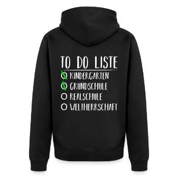 Realschule | Start of school Funny gift - Unisex Premium Organic Zip Hoodie - black - Back - Nico (187cm)