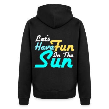 Sonne - Unisex Premium Bio Zip Hoodie - Schwarz - Hinten - Nico (187cm)