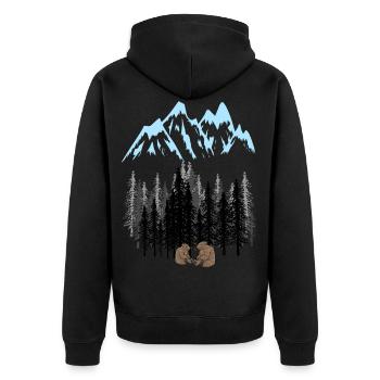 Mountain Gebirge Natur Berge Wildnis Bären - Unisex Premium Bio Zip Hoodie - Schwarz - Hinten - Nico (187cm)