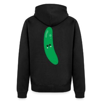 Gurke - Unisex Premium Bio Zip Hoodie - Schwarz - Hinten - Nico (187cm)