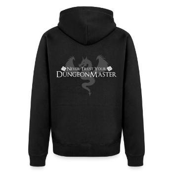 Maître de donjon | Cadeau de jeu de table RPG sur table - Veste à capuche bio Premium Unisexe - noir - Dos - Nico (187cm)