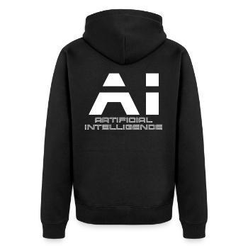 AI Artificial Intelligence Künstliche Intelligenz - Unisex Premium Bio Zip Hoodie - Schwarz - Hinten - Nico (187cm)