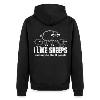 Sheep animal stall willow gift - Unisex Premium Organic Zip Hoodie - black - Back - Nico (187cm)