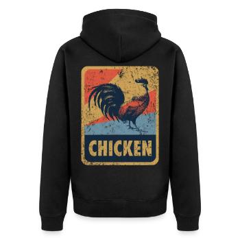 Huhn - Unisex Premium Bio Zip Hoodie - Schwarz - Hinten - Nico (187cm)