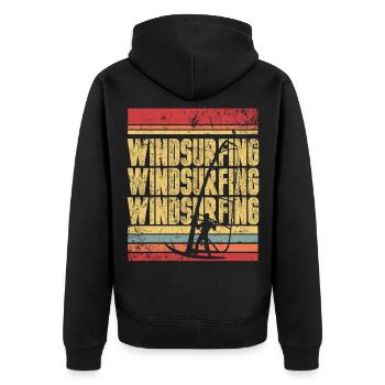 Windsurfen - Unisex Premium Bio Zip Hoodie - Schwarz - Hinten - Nico (187cm)