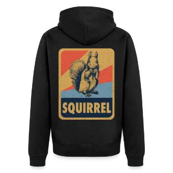 Eichhörnchen Nagetier Zootier Retro Geschenk - Unisex Premium Bio Zip Hoodie - Schwarz - Hinten - Nico (187cm)