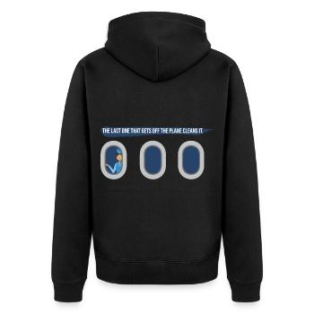 Flugbegleiterin Stewardess Heldin der Lüfte - Unisex Premium Bio Zip Hoodie - Schwarz - Hinten - Nico (187cm)