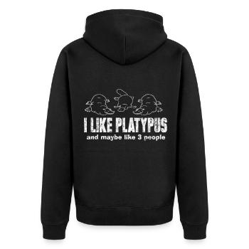 platypus - Unisex Premium Organic Zip Hoodie - black - Back - Nico (187cm)