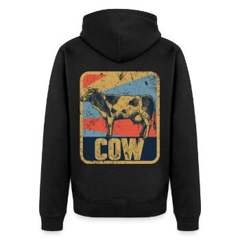 Kuh - Unisex Premium Bio Zip Hoodie - Schwarz - Hinten - Nico (187cm)
