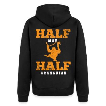 Orangutan Animal Welfare - Unisex Premium Organic Zip Hoodie - black - Back - Nico (187cm)