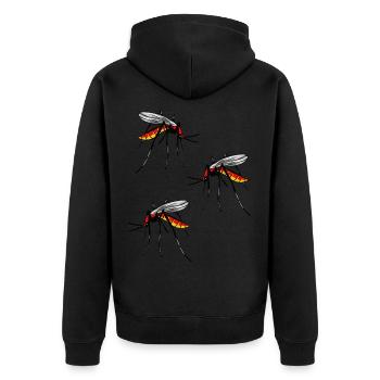 Moskito Insekten Insekt Mücke Mücken Tiere - Unisex Premium Bio Zip Hoodie - Schwarz - Hinten - Nico (187cm)