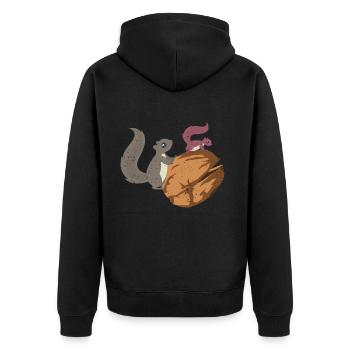 Eichhörnchen und Nuss Haselnuss Baumnuss Eichel - Unisex Premium Bio Zip Hoodie - Schwarz - Hinten - Nico (187cm)