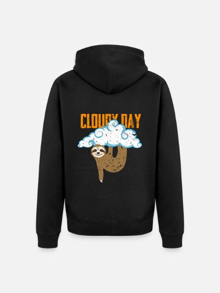 cloudy textured laziness gift - Unisex Premium Organic Zip Hoodie - black