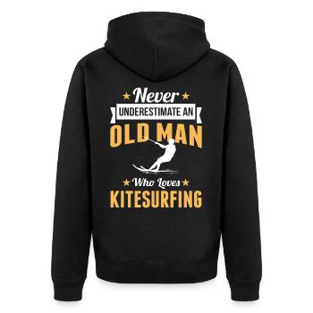 Opa Kitesurfer Kitesurfen Sport - Unisex Premium Bio Zip Hoodie - Schwarz - Hinten - Nico (187cm)