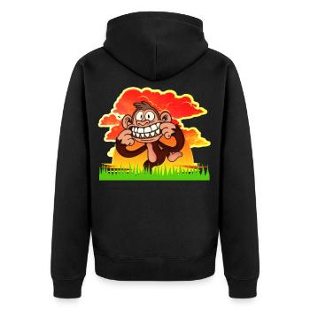 MONKEY - Unisex Premium Bio Zip Hoodie - Schwarz - Hinten - Nico (187cm)