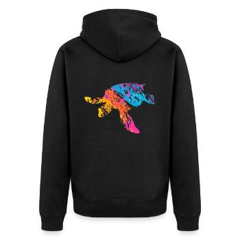 turtle - Unisex Premium Organic Zip Hoodie - black - Back - Nico (187cm)