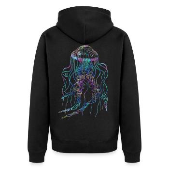 Méduses psychédéliques Trippy Tentacules Océan - Veste à capuche bio Premium Unisexe - noir - Dos - Nico (187cm)