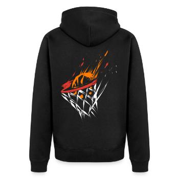 Basketball - Unisex Premium Bio Zip Hoodie - Schwarz - Hinten - Nico (187cm)